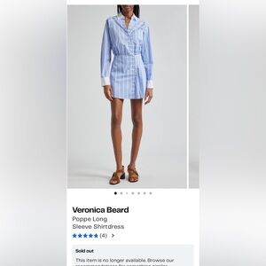 Veronica Beard Light Blue Striped Mini Shirt Dress